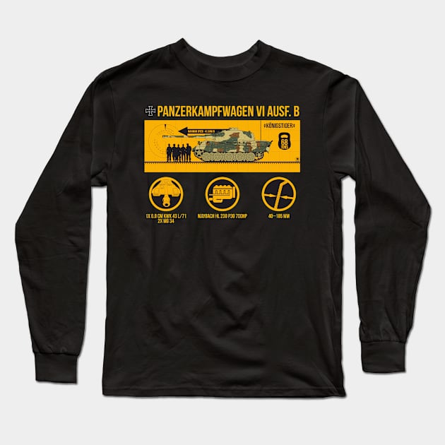 Infographic German tank Pz-VI Ausf B Konigstiger or Tiger II Long Sleeve T-Shirt by FAawRay